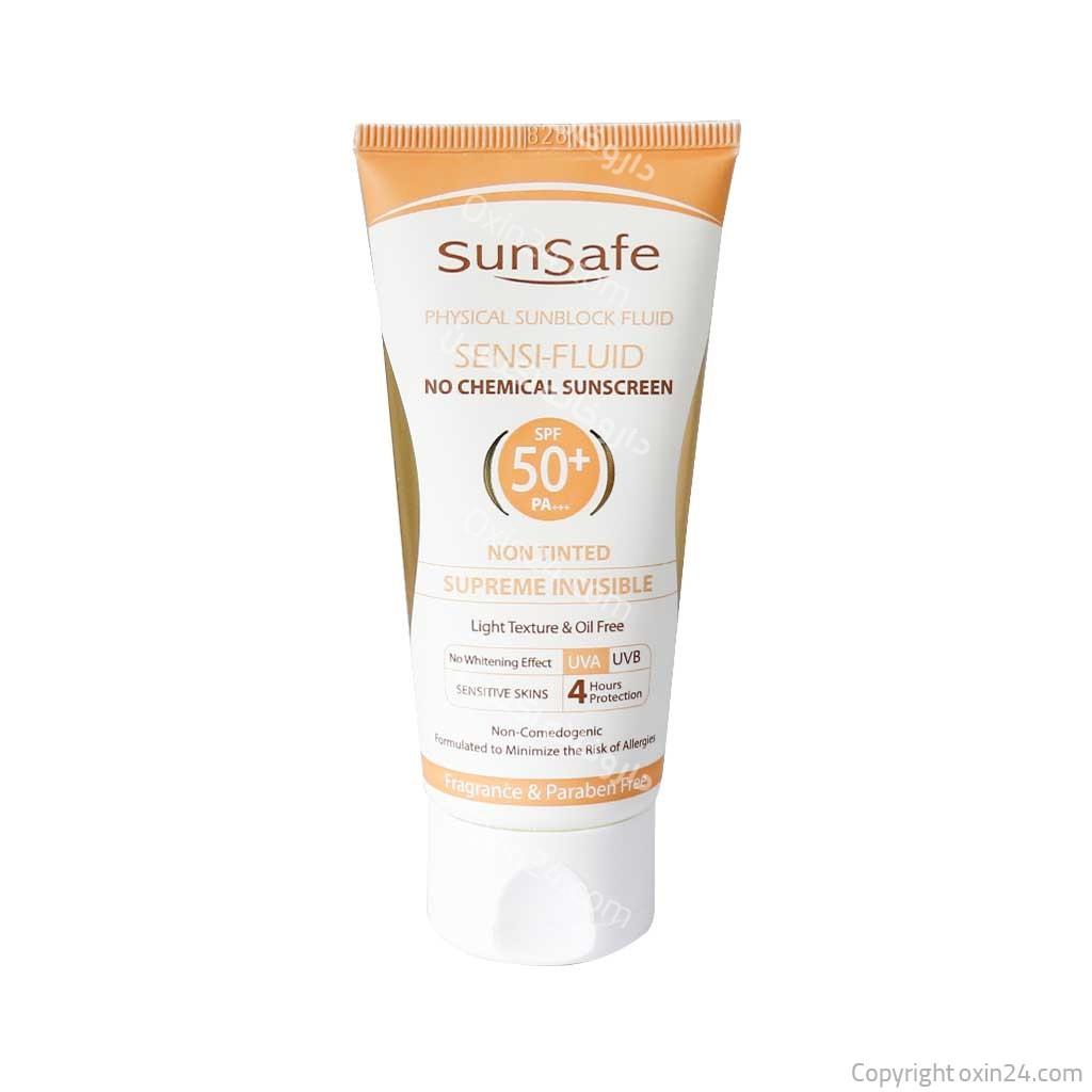 فلوئید ضد آفتاب فیزیکال سان سیف  SPF50+ پوست ‌ حساس 50 م ل