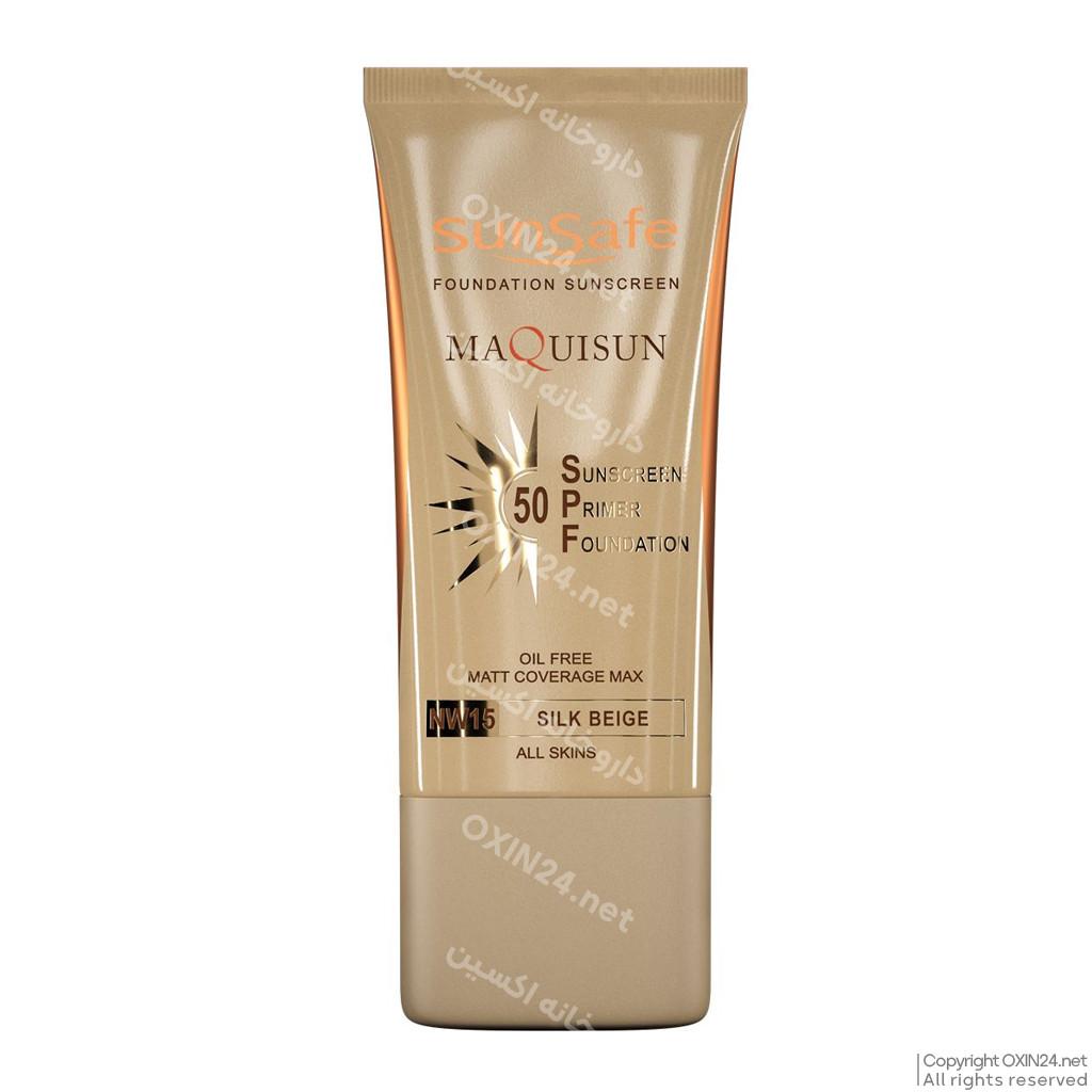 ضد آفتاب کرم‌ پودری بژ ابریشمی مکی‌ سان SPF50 سان سیف NW15