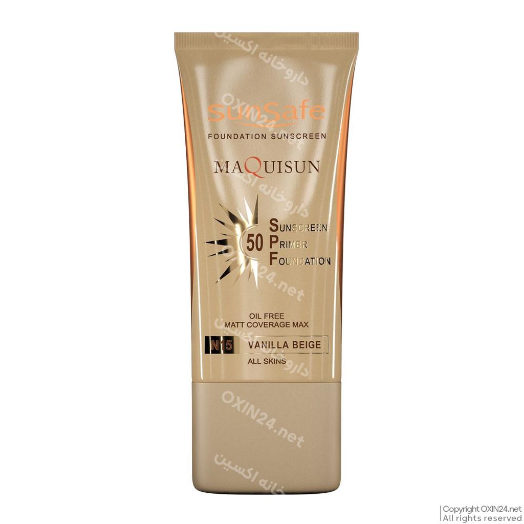 ضد آفتاب کرم‌ پودری بژ وانیلی مکی ‌سان SPF50 سان سیف N15