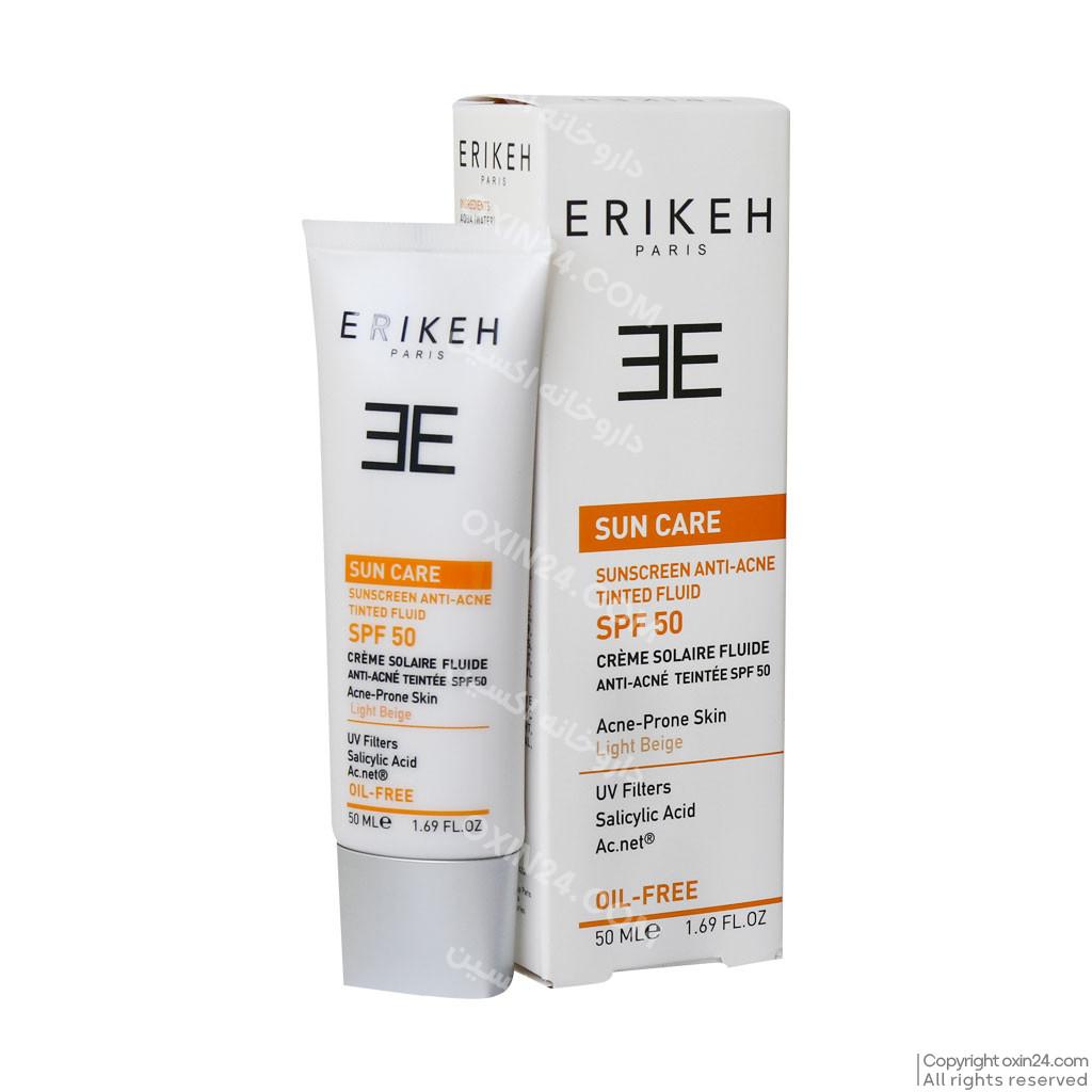 فلوئید ضدآفتاب و ضد جوش رنگی فاقد چربی SPF50 اریکه بژ روشن