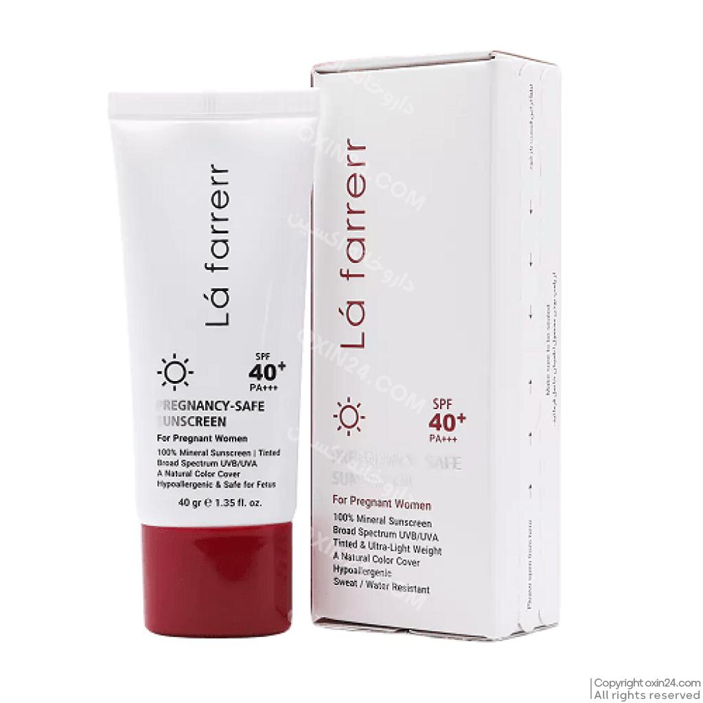 کرم ضد آفتاب مینرال رنگی مناسب خانم‌های باردار SPF40 لافارر 40 میل