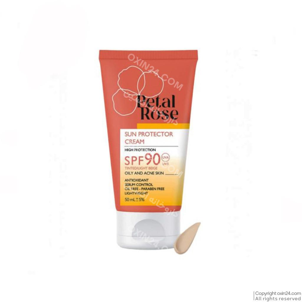 کرم ضد آفتاب رنگی بژ روشن پتال رز SPF90 مناسب پوست چرب حجم ۵۰ میلی لیتر